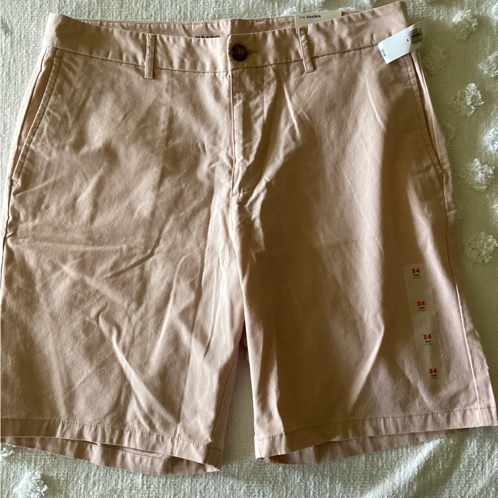 NWT-Old Navy slim built in flex pink/white pin stripe-SZ 34 9” inseam
C1